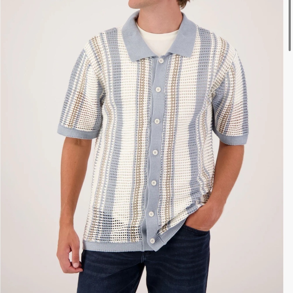 Massive luxury striped knit shirt  size sm nwt